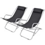 Reclining sun loungers 2 units black steel by vidaXL, Loungers - Ref: Foro24-42936, Price: 134,62 €, Discount: %