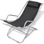 Reclining sun loungers 2 units black steel by vidaXL, Loungers - Ref: Foro24-42936, Price: 134,62 €, Discount: %