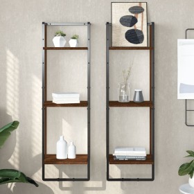 3-stöckiges Wandregal braunes Eichenholz 30x25x100 cm von , Regale und Regale - Ref: Foro24-836307, Preis: 31,75 €, Rabatt: %
