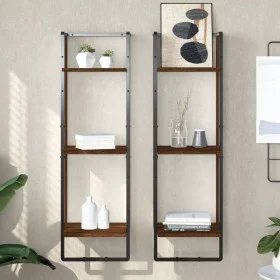 Wall shelf 3 levels brown oak wood 30x25x100 cm by , Shelves and shelves - Ref: Foro24-836307, Price: 31,36 €, Discount: %