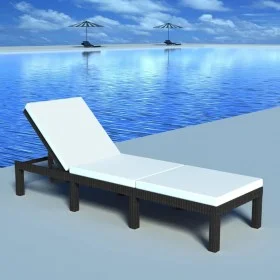 Garden lounger with black synthetic rattan cushion by vidaXL, Loungers - Ref: Foro24-42846, Price: 159,64 €, Discount: %