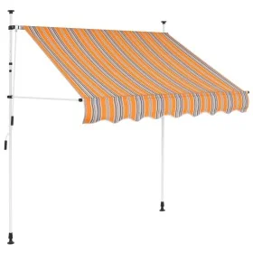 Manual retractable awning 150 cm yellow and blue stripes by vidaXL, Awnings - Ref: Foro24-43225, Price: 65,44 €, Discount: %