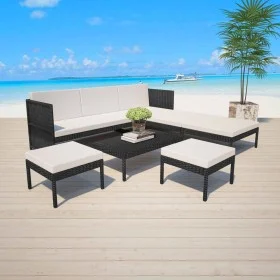 6-piece garden furniture set and black synthetic rattan cushions by vidaXL, Garden sets - Ref: Foro24-43010, Price: 361,08 €,...