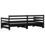 Trundle sofa bed solid black pine wood 80x200 cm by , Beds and slatted bases - Ref: Foro24-836152, Price: 220,66 €, Discount: %