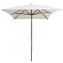 Sombrilla con palo de madera 200x300 cm blanco crema de vidaXL, Sombrillas - Ref: Foro24-42960, Precio: 83,13 €, Descuento: %