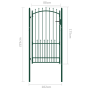 Puerta de valla con picos acero verde 100x175 cm