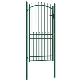 Puerta de valla con picos acero verde 100x200 cm