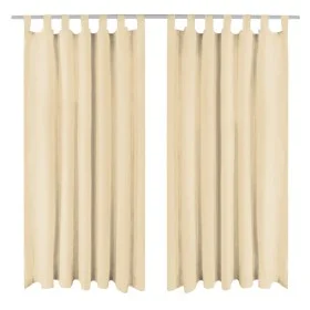 Micro-satin curtains with loops, 2 units, 140x245 cm, beige. by vidaXL, Curtains and curtains - Ref: Foro24-132218, Price: 23...
