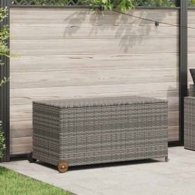 Caja almacenaje jardín ratán sintético gris claro 120x65x61 cm