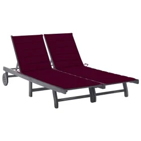 Garden lounger for 2 people and solid acacia wood cushions by , Loungers - Ref: Foro24-3061398, Price: 383,04 €, Discount: %