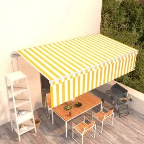 Automatic retractable awning with yellow and white blinds 6x3 m by , Awnings - Ref: Foro24-3069368, Price: 524,67 €, Discount: %