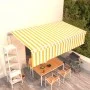 Automatic retractable awning with yellow and white blinds 6x3 m by , Awnings - Ref: Foro24-3069368, Price: 524,67 €, Discount: %