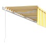 Automatic retractable awning with yellow and white blinds 6x3 m by , Awnings - Ref: Foro24-3069368, Price: 522,91 €, Discount: %
