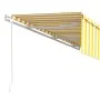 Automatic retractable awning with yellow and white blinds 6x3 m by , Awnings - Ref: Foro24-3069368, Price: 524,67 €, Discount: %