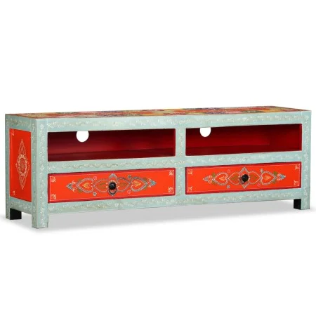 Mueble para la TV de madera de mango maciza pintada a mano de vidaXL, Muebles TV - Ref: Foro24-244595, Precio: 187,20 €, Desc...