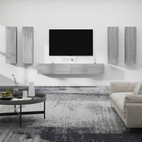 Set de muebles para TV 6 pzas madera contrachapada gris Sonoma de , Muebles TV - Ref: Foro24-3114356, Precio: 255,07 €, Descu...