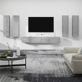 TV furniture set 6 pieces Sonoma gray plywood by , TV Furniture - Ref: Foro24-3114356, Price: 251,62 €, Discount: %