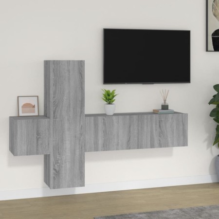 TV-Möbelset 3-teilig Sonoma graues Sperrholz von , TV-Möbel - Ref: Foro24-3120228, Preis: 105,49 €, Rabatt: %