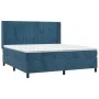 Box spring bed with mattress and LED velvet dark blue 160x200 cm by , Beds and slatted bases - Ref: Foro24-3139695, Price: 57...
