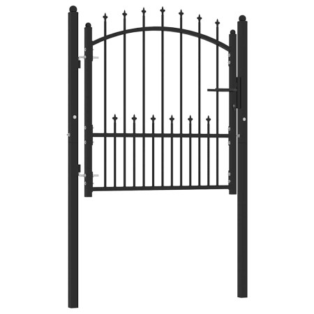 Puerta de valla con picos acero negro 100x100 cm