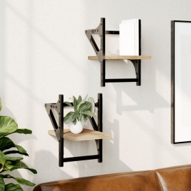 Wall shelves with bars 2 pcs Sonoma oak 20x25x30 cm by , Shelves and shelves - Ref: Foro24-836229, Price: 14,28 €, Discount: %