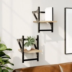Wall shelves with bars 2 pcs Sonoma oak 20x25x30 cm by , Shelves and shelves - Ref: Foro24-836229, Price: 14,08 €, Discount: %