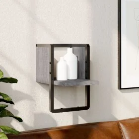 Sonoma gray wall shelf with bar 20x25x30 cm by , Shelves and shelves - Ref: Foro24-836276, Price: 12,79 €, Discount: %