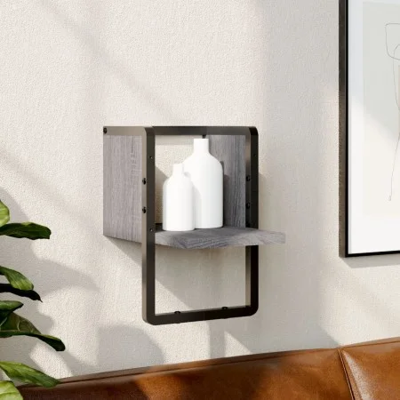 Sonoma gray wall shelf with bar 20x25x30 cm by , Shelves and shelves - Ref: Foro24-836276, Price: 12,79 €, Discount: %