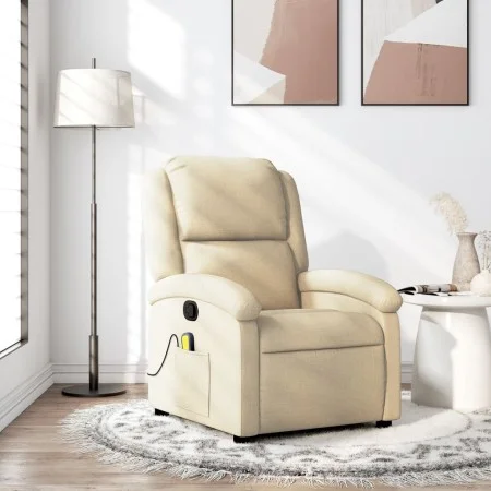 Sillón de masaje reclinable de tela crema de , Sillones - Ref: Foro24-371772, Precio: 206,37 €, Descuento: %