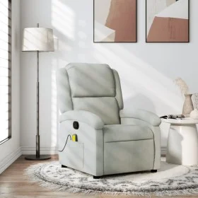 Light gray velvet massage recliner by , Armchairs - Ref: Foro24-371808, Price: 215,42 €, Discount: %