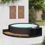 Borde de bañera de hidromasaje ratán PE madera de acacia negro
