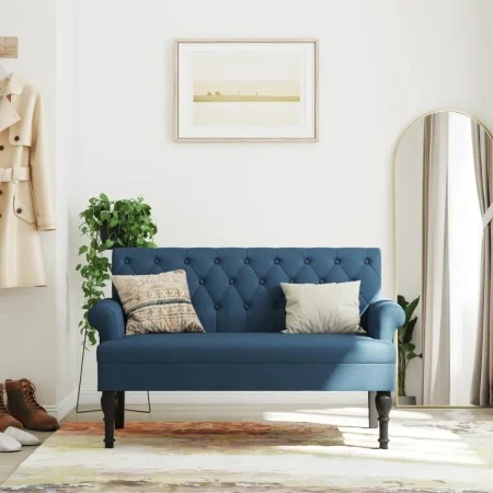 Bench with blue fabric backrest 120x62x75.5 cm by , Banks - Ref: Foro24-372126, Price: 186,68 €, Discount: %