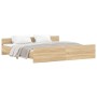 Bed frame with Sonoma oak headboard and footboard 180x200 cm by , Beds and slatted bases - Ref: Foro24-3203770, Price: 176,27...