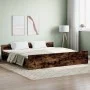 Bed frame with smoked oak headboard and footboard 180x200cm by , Beds and slatted bases - Ref: Foro24-3203772, Price: 160,36 ...