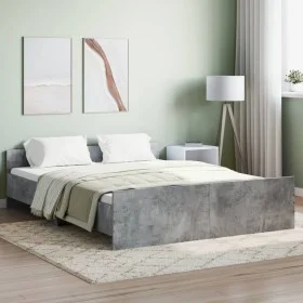 Concrete gray bed frame with headboard and footboard 160x200cm by , Beds and slatted bases - Ref: Foro24-3203764, Price: 155,...