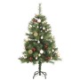 Árbol Navidad artificial con bisagras 150 LED y bolas 120 cm