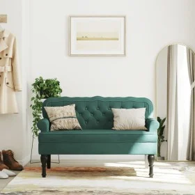Bench with dark green velvet backrest 119.5x64.5x75 cm by , Banks - Ref: Foro24-372158, Price: 213,65 €, Discount: %