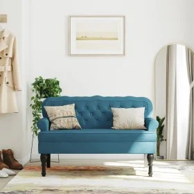 Bench with blue velvet backrest 119.5x64.5x75 cm by , Banks - Ref: Foro24-372164, Price: 185,78 €, Discount: %