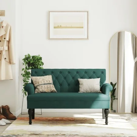 Bench with backrest dark green fabric 120x62x75.5 cm by , Banks - Ref: Foro24-372124, Price: 185,43 €, Discount: %