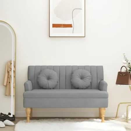 Bench with cushions light gray fabric 113x64.5x75.5 cm by , Banks - Ref: Foro24-372130, Price: 157,17 €, Discount: %