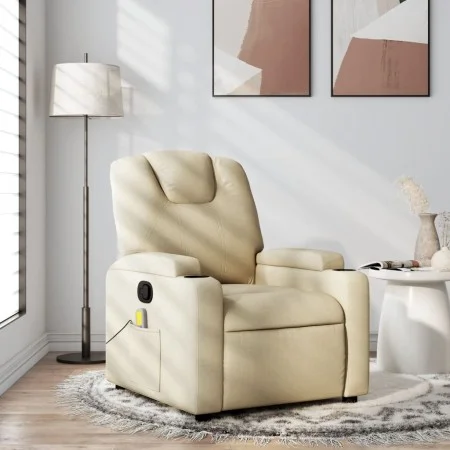 Cream Fabric Reclining Massage Chair by , Armchairs - Ref: Foro24-372386, Price: 230,43 €, Discount: %