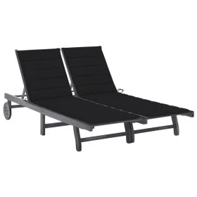 Garden lounger for 2 people and solid acacia wood cushions by , Loungers - Ref: Foro24-3061396, Price: 383,04 €, Discount: %