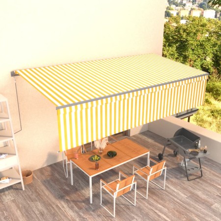 Automatic retractable awning with yellow and white blinds 6x3 m by , Awnings - Ref: Foro24-3069488, Price: 540,22 €, Discount: %