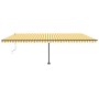 Toldo de pie automático amarillo y blanco 600x300 cm by , Awnings - Ref: Foro24-3069808, Price: 655,24 €, Discount: %