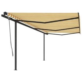 Automatic retractable awning with yellow and white poles 6x3 m by , Awnings - Ref: Foro24-3070208, Price: 680,71 €, Discount: %
