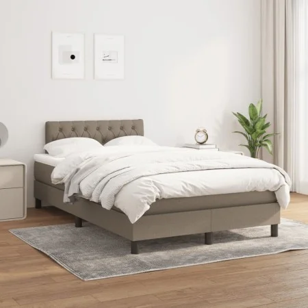 Box spring bed with taupe gray fabric mattress 120x200 cm by , Beds and slatted bases - Ref: Foro24-3140285, Price: 353,15 €,...