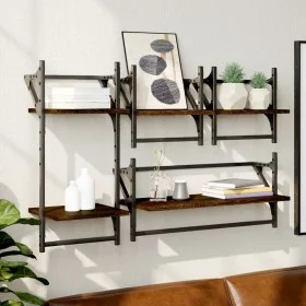Wandregale mit 4 Stangen aus braunem Eichen-Ingenieurholz. von , Regale und Regale - Ref: Foro24-836267, Preis: 36,61 €, Raba...