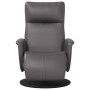 Sillón reclinable con reposapiés cuero sintético gris