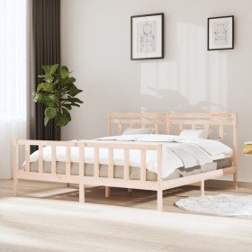 Estructura de cama de madera maciza 200x200 cm Estructura de cama de madera maciza 200x200 cm
