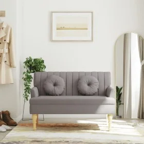 Bank mit Kissen aus grauem Taupe-Stoff, 113x64,5x75,5 cm. von , Banken - Ref: Foro24-372135, Preis: 161,79 €, Rabatt: %